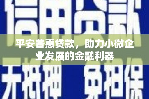 白玉平安普惠贷款，助力小微企业发展的金融利器