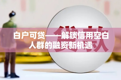 白玉白户可贷——解锁信用空白人群的融资新机遇
